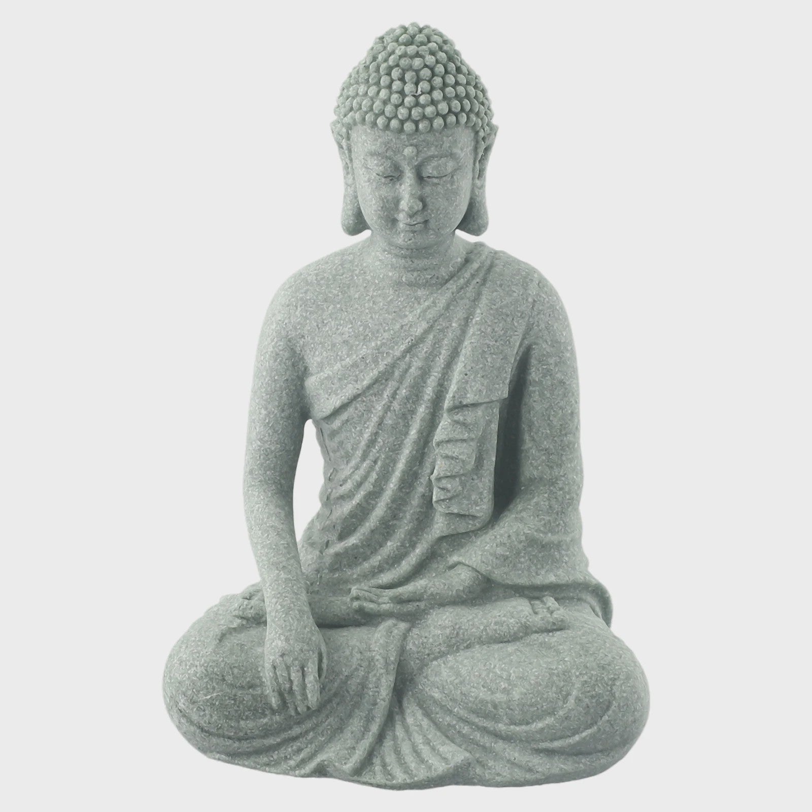 Zittende Buddha Beeldje - Zen Tuindecoratie & Vis Tank Ornament (Resin Steenlook)