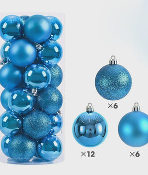 24x Kerstballen Set - 3/4/6cm - Multicolor & Glitter - Kerstboom Decoratie