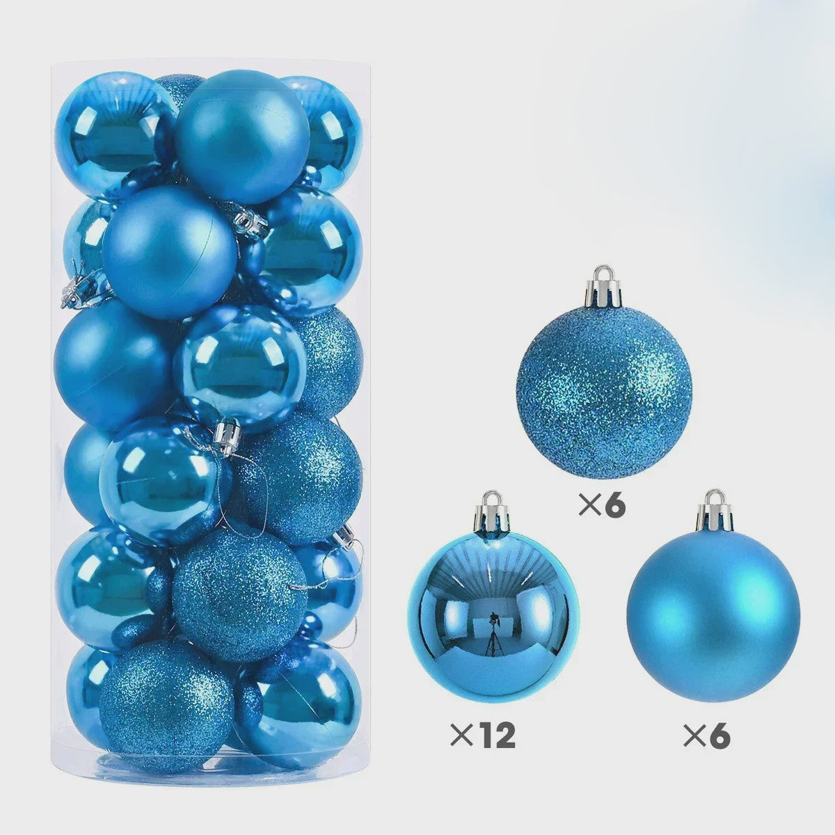 24x Kerstballen Set - 3/4/6cm - Multicolor & Glitter - Kerstboom Decoratie