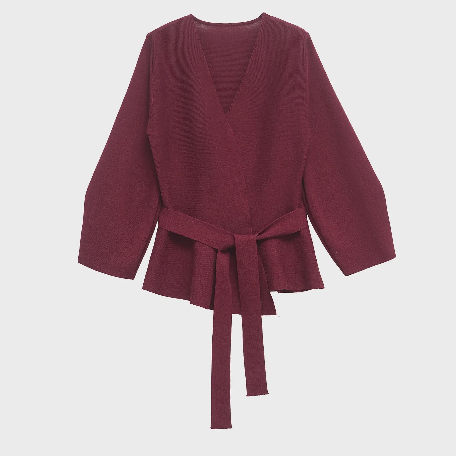 Gebreide Dames Blazer met Schouderpadden en Ceintuur - Retro V-hals