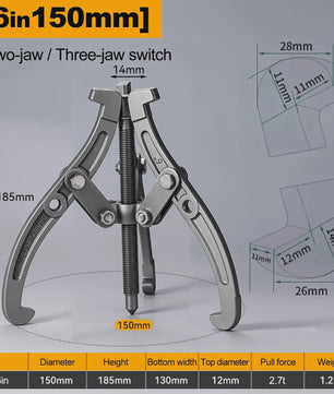 Robuuste 3-in-1 Trekker: 3- & 2-Bekken Trekker voor Lagers, Poelies & Vliegwielen (3, 4, 6 Inch)