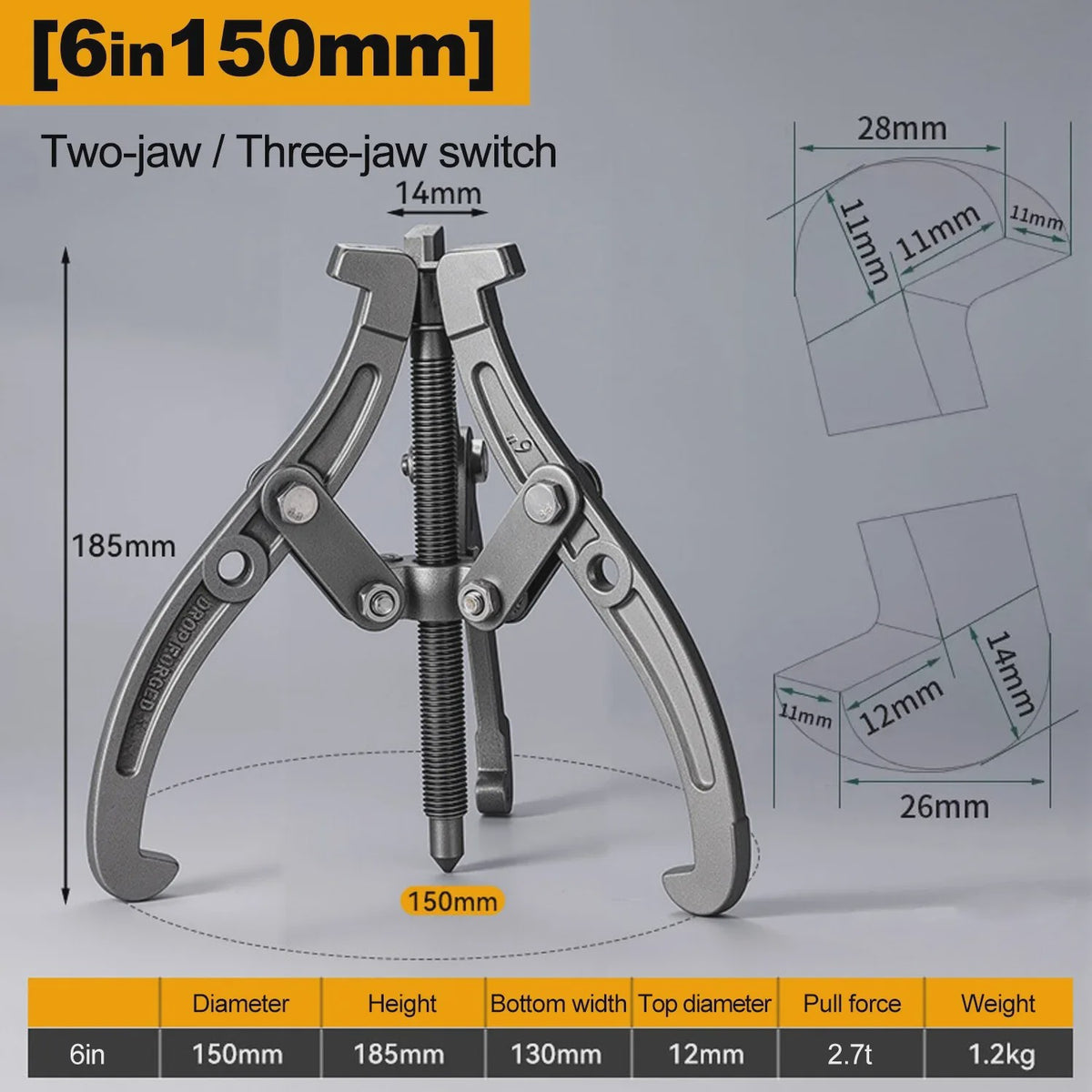 Robuuste 3-in-1 Trekker: 3- & 2-Bekken Trekker voor Lagers, Poelies & Vliegwielen (3, 4, 6 Inch)
