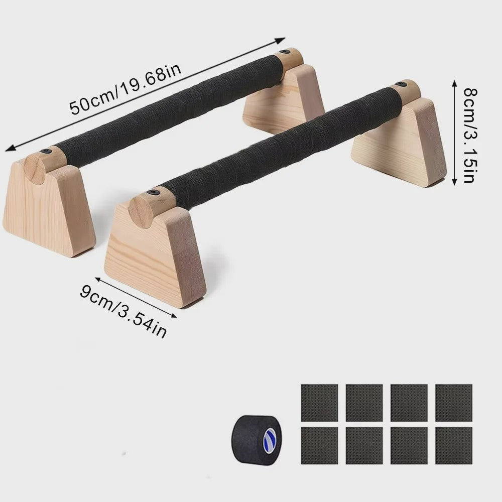 Houten Push-Up Bars & Parallettes voor Thuis Workout - Stabiliteit en Comfort