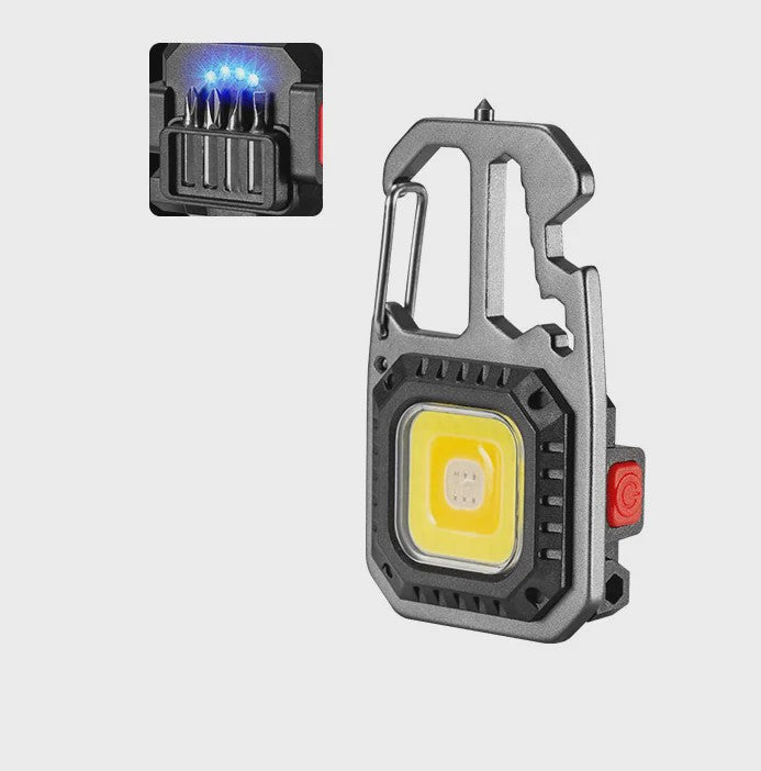 Multifunctionele Sleutelhanger Zaklamp met Gereedschap en Noodhamer