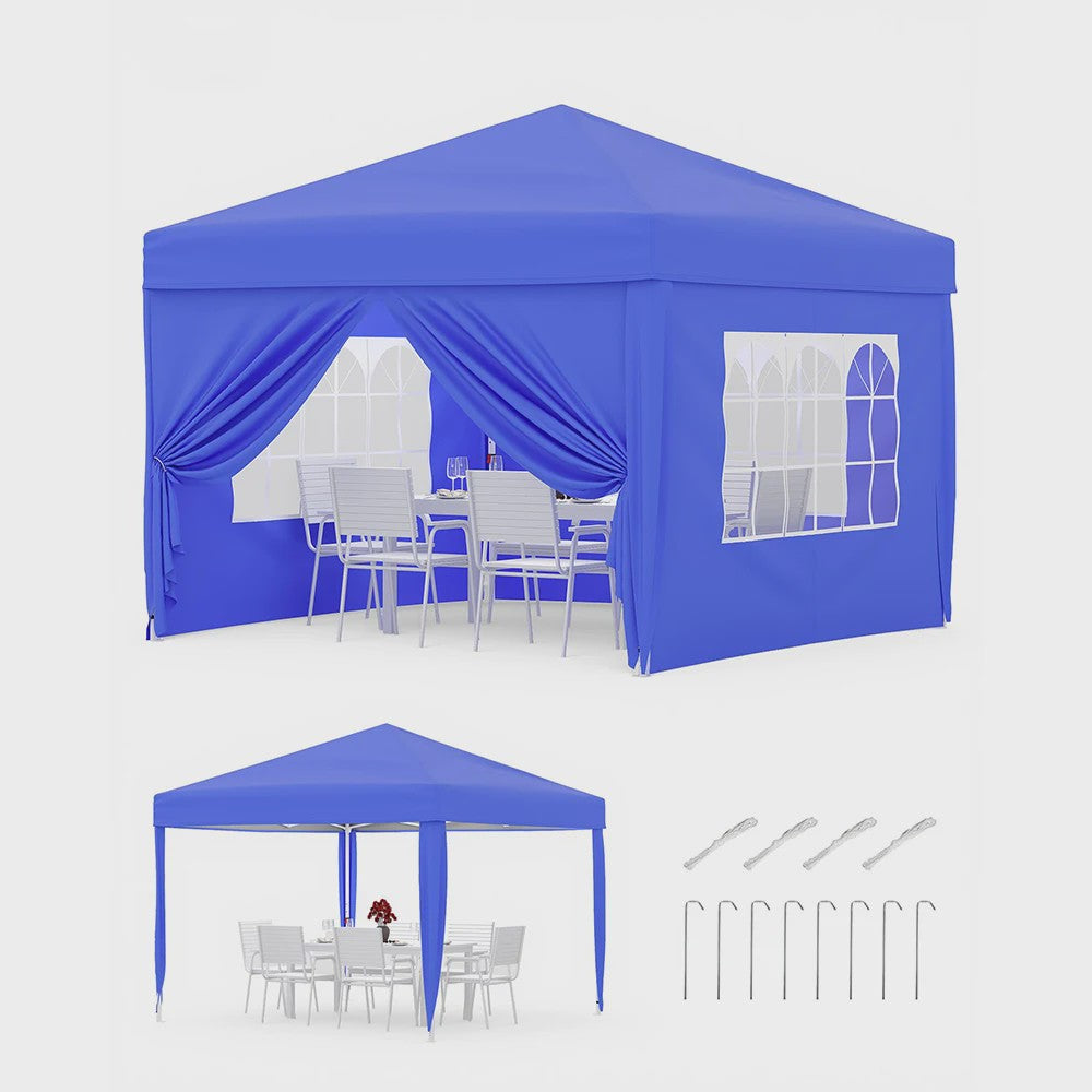 3x3m Pop-Up Partytent met 4 Zijwanden - Waterdicht, UV50+ en Draagbaar
