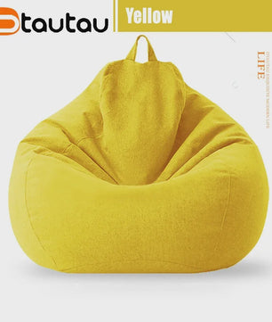 70cm Gevulde Beanbag Sofa van Katoen Linnen - Comfortabele Loungestoel voor Ontspanning
