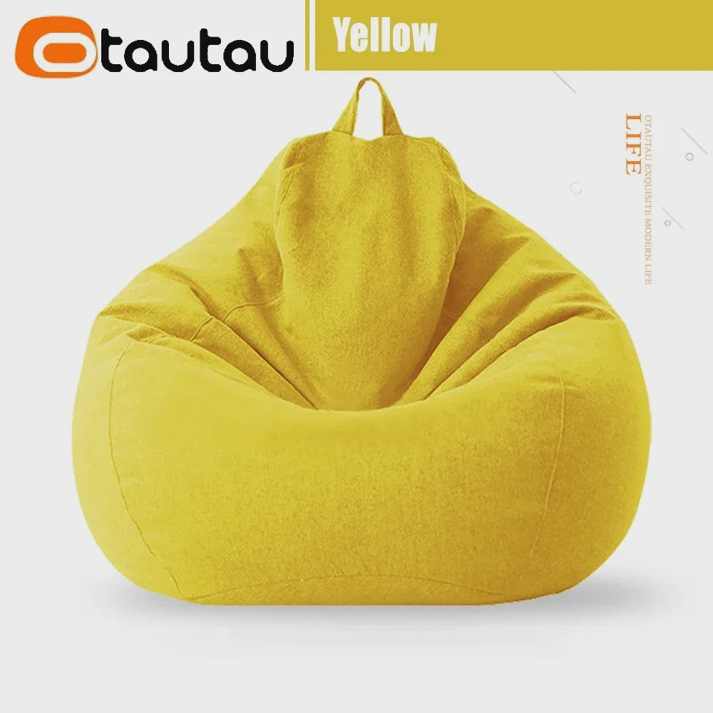 70cm Gevulde Beanbag Sofa van Katoen Linnen - Comfortabele Loungestoel voor Ontspanning