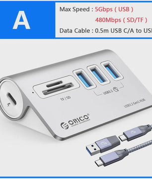 ORICO 10Gbps USB 3.2 Docking Station Hub met PD60W Opladen en 4/7 Poorten