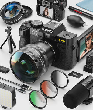 4K Digitale Camera 48MP met Groothoek & Macro Lens - Ideaal voor Vloggers en Beginners