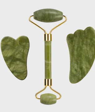Natuurlijke Jade Roller & Gua Sha Set met Oogmasker - Gezichtsverzorging & Ontspanning
