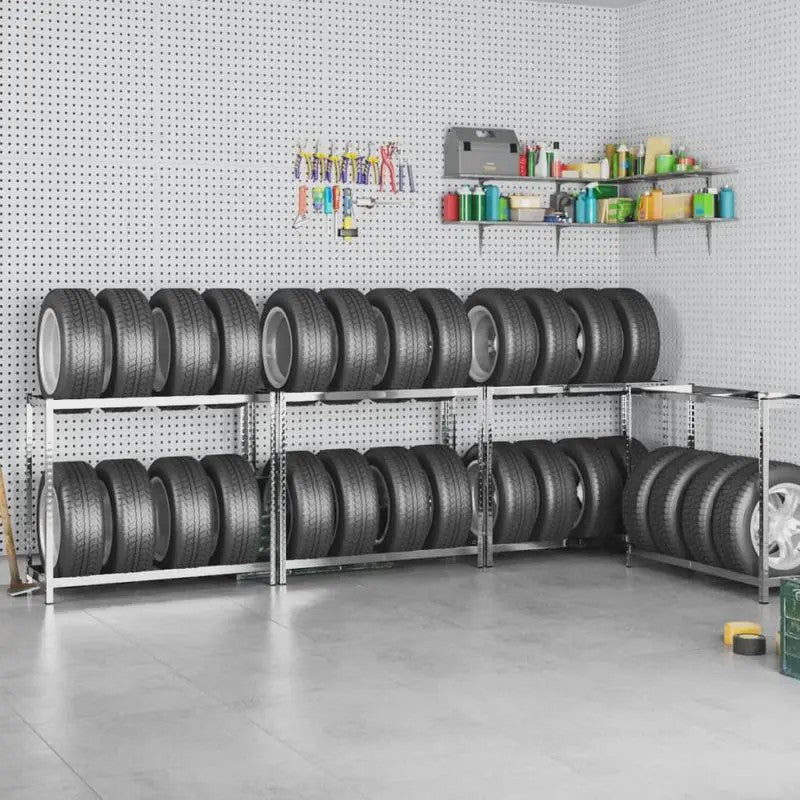 2-Laags Bandenopslagrek Garage - Verzinkt Staal - Boutloos Verstelbaar - Stabiel & Georganiseerd