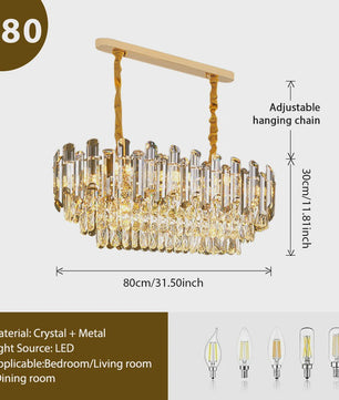 Luxe Gouden Kristallen Plafondlamp LED - 3 Kleuren Dimbaar - Hanglamp voor Eetkamer