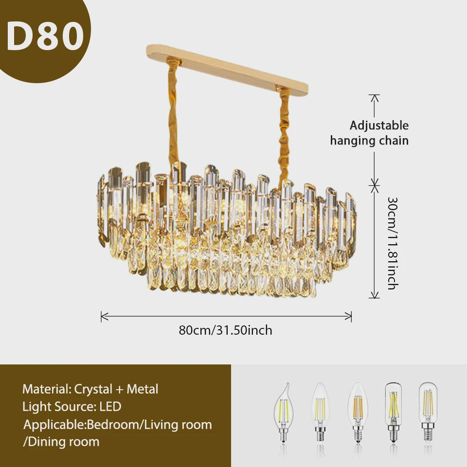 Luxe Gouden Kristallen Plafondlamp LED - 3 Kleuren Dimbaar - Hanglamp voor Eetkamer