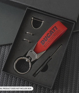 Luxe Suede Sleutelhangerhouder met Ducati Logo - Perfect Cadeau