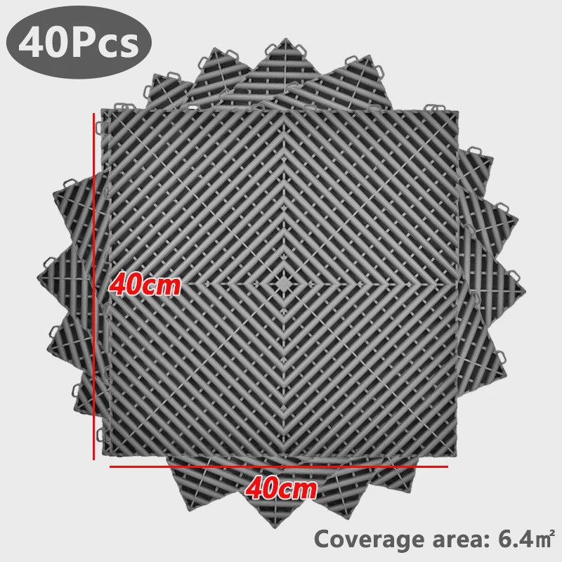 40x40cm Garage Vloertegels - 40 Stuks Set - Interlocking Polypropyleen - Zwart/Rood
