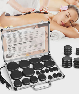 Professionele Hot Stone Massage Set met Verwarmer - 20 Stenen & Temperatuurregeling