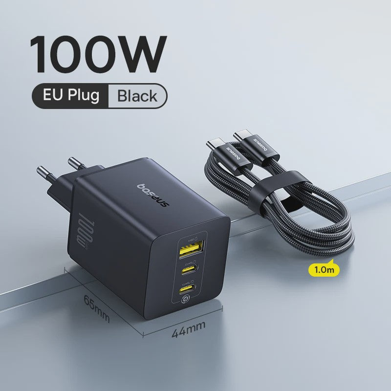 Baseus 100W GaN Snellader: Laad Laptop, Tablet & Telefoon Snel Op