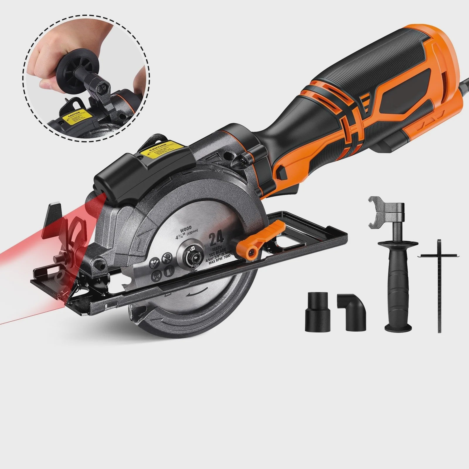DOVAMAN Mini Cirkelzaag met Laser - 710W, 3500rpm, 6 Zaagbladen, 43mm Diepte