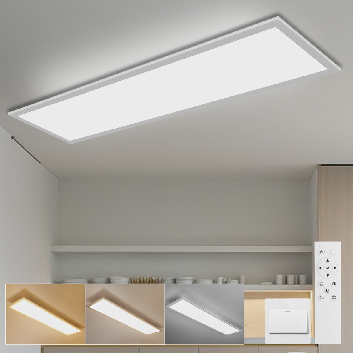 Moderne LED Plafondlamp 40W 4400LM 120x30cm Dimbare Paneellamp met Afstandsbediening
