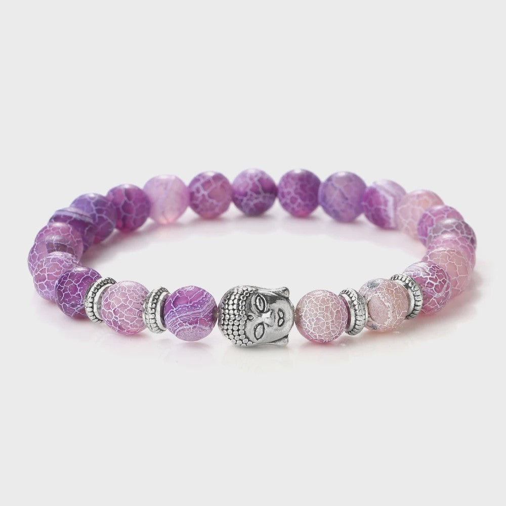 Buddha Hoofd Kralen Armbanden - Natuursteen (Tijgeroog, Vulkanisch, Malachiet, Rozenkwarts)