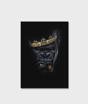 Stoere Gorilla met Sigaren Canvas Schilderij - Unieke Muurdecoratie
