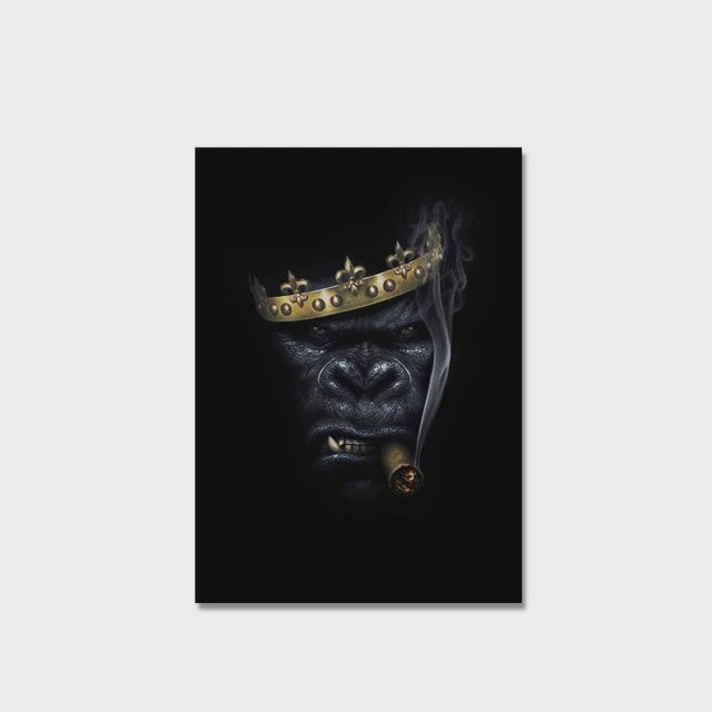 Stoere Gorilla met Sigaren Canvas Schilderij - Unieke Muurdecoratie