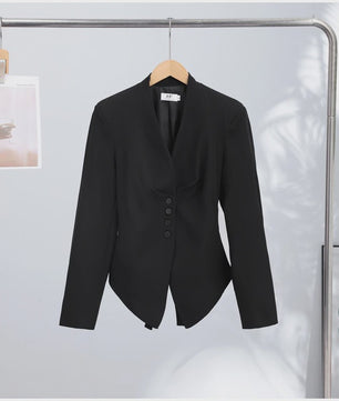 Dames Asymmetrische Blazer met V-hals en Lange Mouwen - Casual Lente Jasje