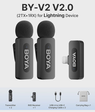 BOYA BY-V Professioneel Draadloos Lavalier Mini Microfoon Systeem voor iPhone & Android