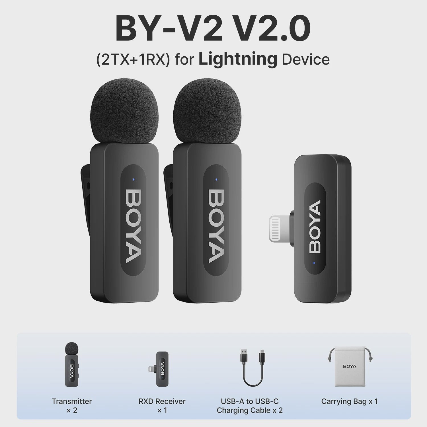 BOYA BY-V Professioneel Draadloos Lavalier Mini Microfoon Systeem voor iPhone & Android