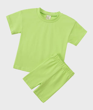 Katoenen Kinderkleding Set: T-shirt & Biker Shorts voor Jongens en Meisjes (1-13 Jaar)