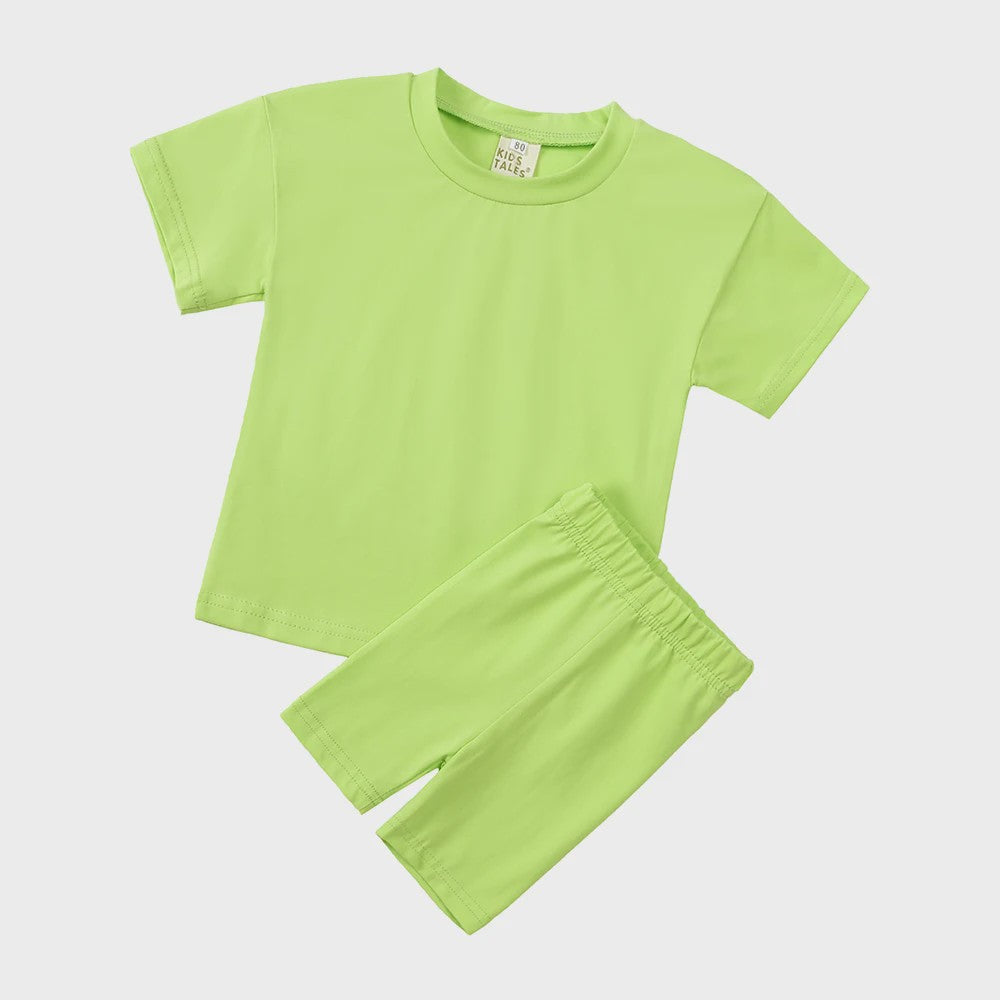 Katoenen Kinderkleding Set: T-shirt & Biker Shorts voor Jongens en Meisjes (1-13 Jaar)