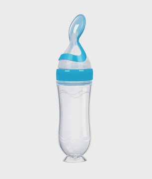 Baby Fles met Lepel - Siliconen Knijpfles voor Babyvoeding en Rijstpap