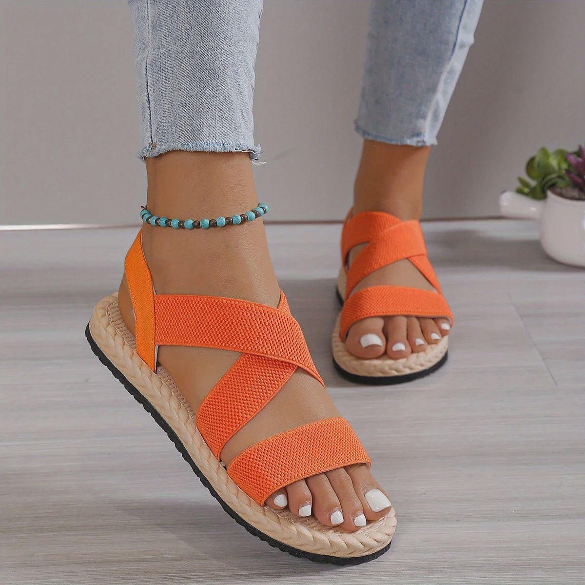 Dames Sandalen met Elastische Band - Zomerse Platte Slippers