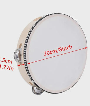 Miwayer Houten Tamboerijn met Metalen Schelletjes - 4 t/m 10 Inch