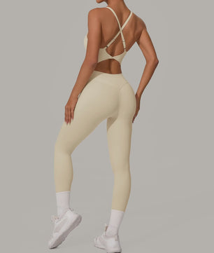 Sportieve Dames Jumpsuit met Open Rug en Kruisbanden - Perfect voor Yoga, Fitness & Zomer