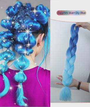 Glanzende Regenboog Jumbo Vlechten met Tinsel - Synthetisch Haar voor Festivals & Feesten