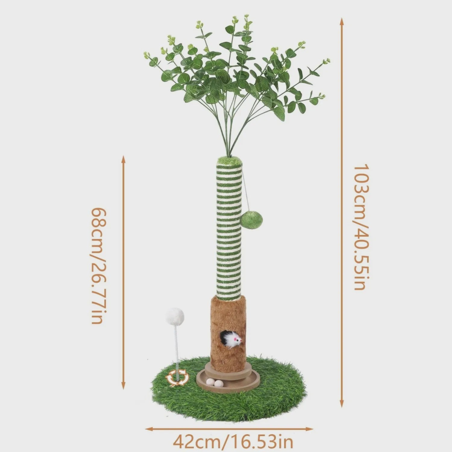 Luxe Kattenkrabpaal met Hangende Bal en Speeltoren - Natuurlijk Sisal Touw