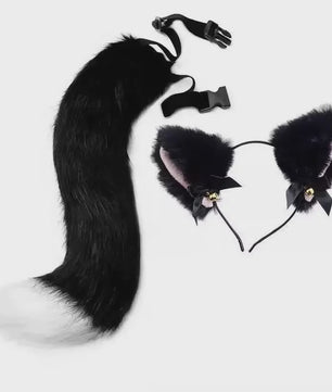 Dierenoren Hoofdband, Staart & Choker Set - Faux Fur Kat, Wolf, Vos - Cosplay & Feestkostuum