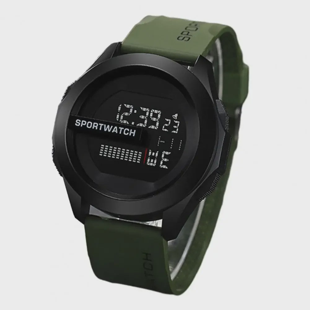 Sportief Heren Horloge: Digitaal LED Alarm & Stopwatch, Waterdicht Fitness Horloge