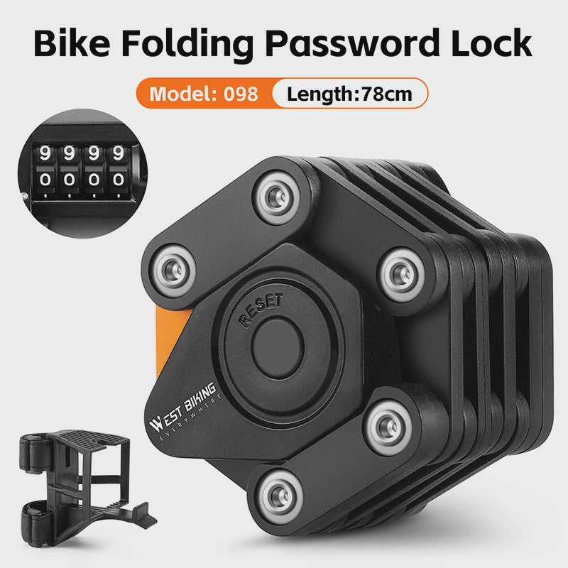 WEST BIKING Fiets Vouwslot met 4 Cijfers Code - Anti-diefstal & Draagbaar