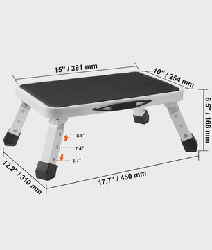 Opvouwbare 2-treden trapkruk met anti-slip pedalen en hoge draagkracht (150 kg)