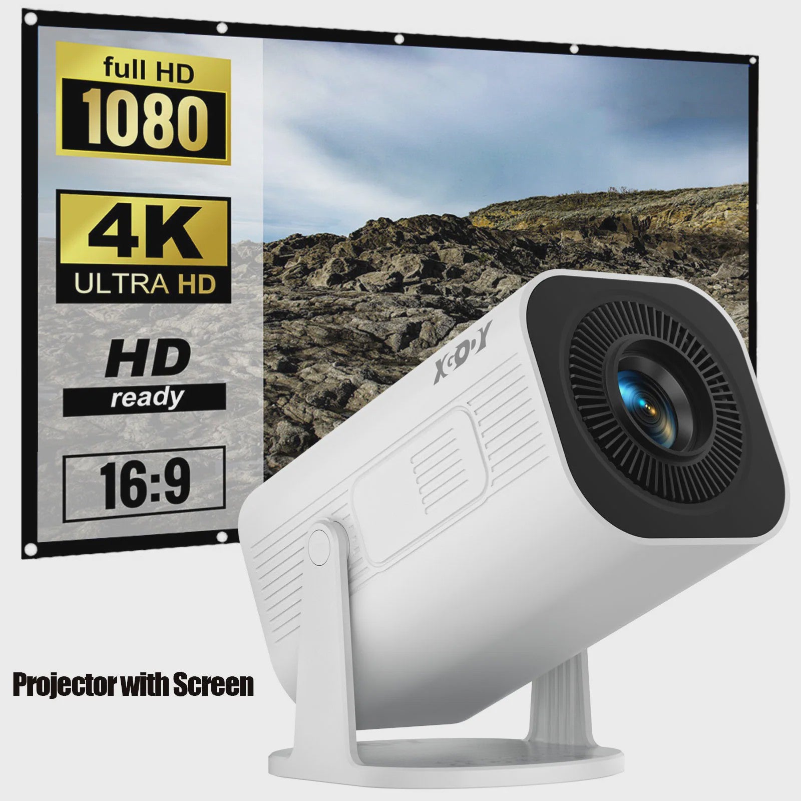 XGODY 4K Mini Projector: Android 11, 12000 Lumens, Dual WiFi6 & Bluetooth 5.4