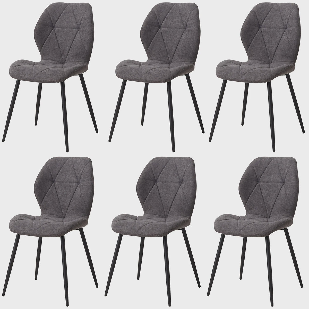 Set van 2, 4 of 6 Eetkamerstoelen - Gestoffeerd, Gewatteerd Linnenlook Stof, Metalen Poten