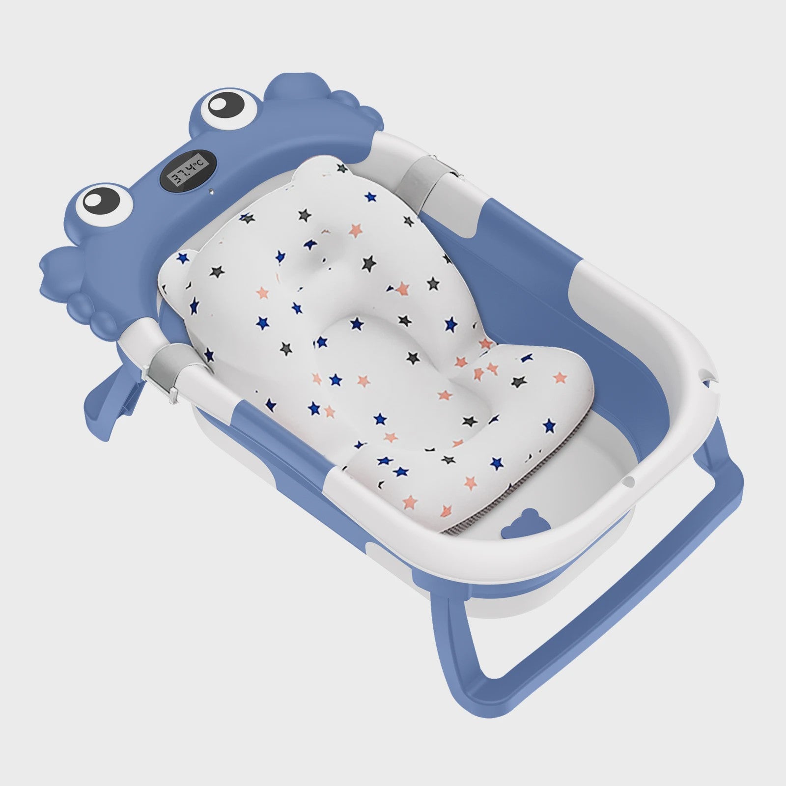Opvouwbaar Babybadje met Thermometer & Antislip Kussen - Draagbaar voor Pasgeborenen