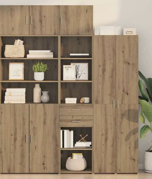 Hoge Houtkleurige Kast voor Woonkamer en Hal - Tijdloos Design, Stabiel & Veel Opbergruimte