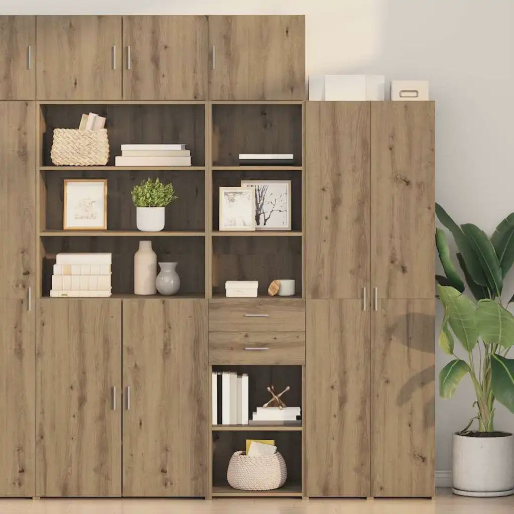 Hoge Houtkleurige Kast voor Woonkamer en Hal - Tijdloos Design, Stabiel & Veel Opbergruimte