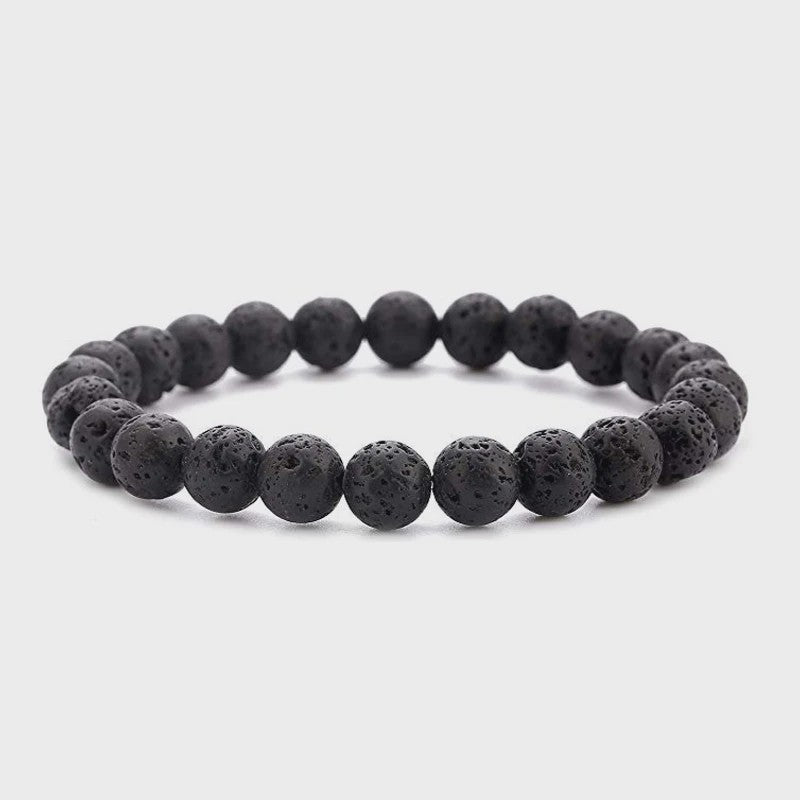 Elastische Charm Armband met Natuursteen Kralen: Lavasteen & Tijgeroog (6/8/10mm) - Voor Dames en Heren