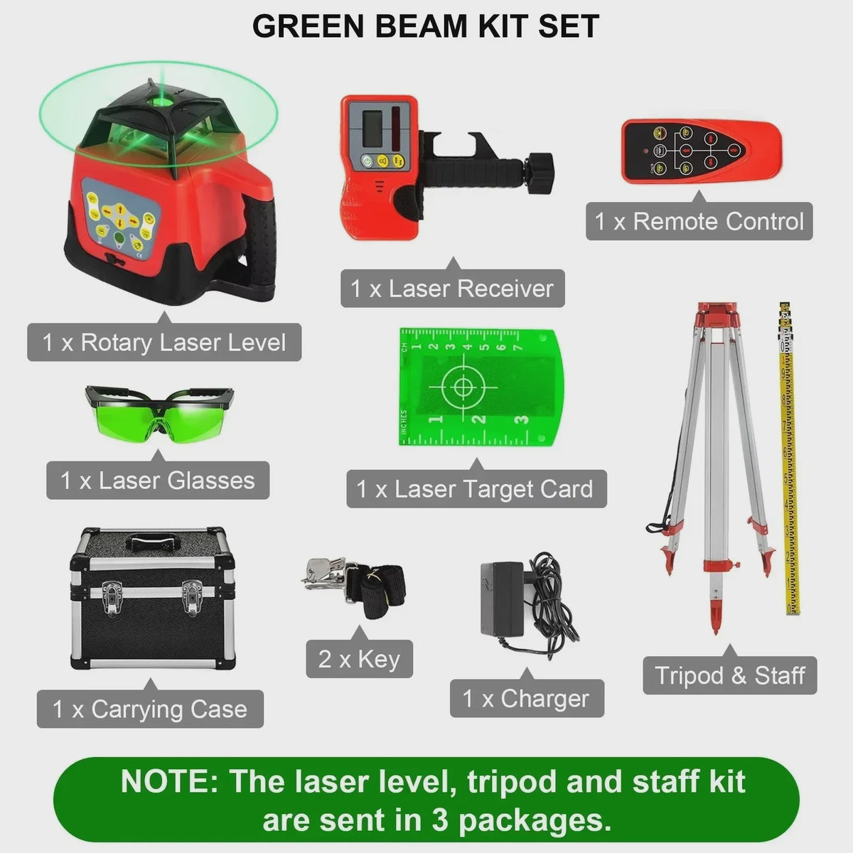 VEVOR Laser Waterpas Set met Statief en Meetstok - Precisie Metingen