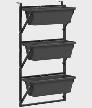 Verticale Plantenbak 3 Lagen - Vierkante Buitenpotten met Drainage en Staal Frame