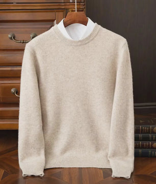 Heren Kasjmier Trui met Ronde Hals - Losse Pasvorm, Oversized - Herfst/Winter Collectie